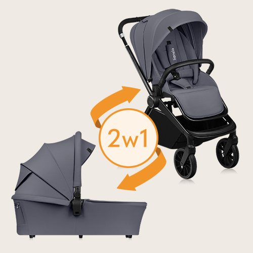 Lionelo Mika Plus 2w1 Grey Stone — Wózek wielofunkcyjny